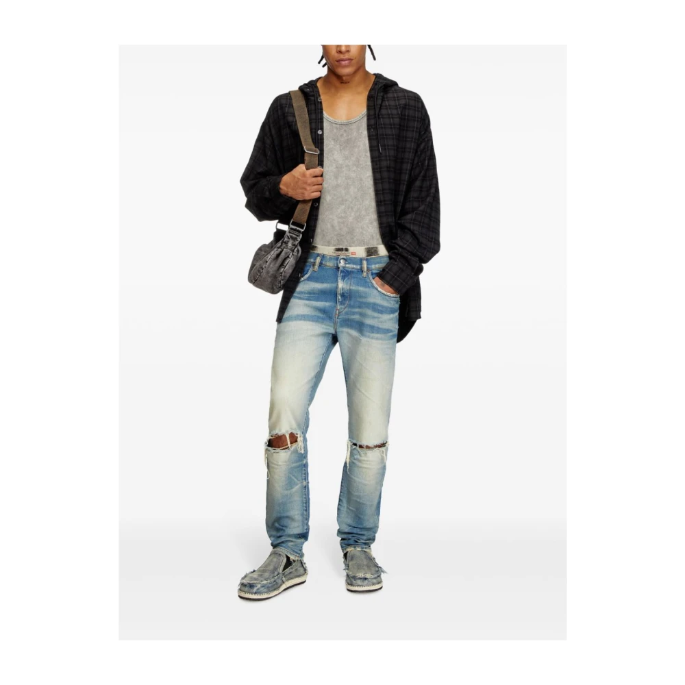 Diesel Blauwe Stretch-Katoen Denim Tapered Jeans Blue Heren