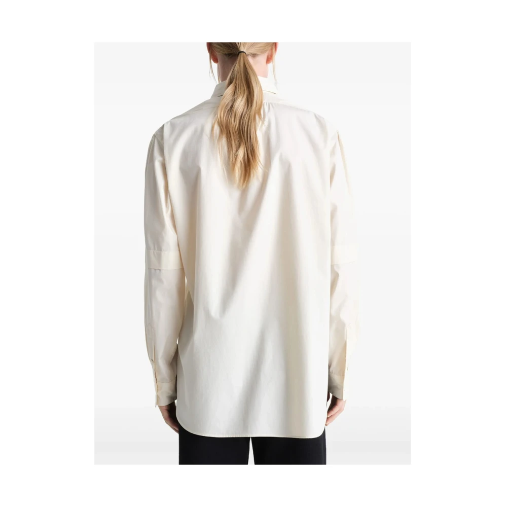 Lemaire Beige Overhemd met Opstaande Kraag en Korte Splitten Beige Dames