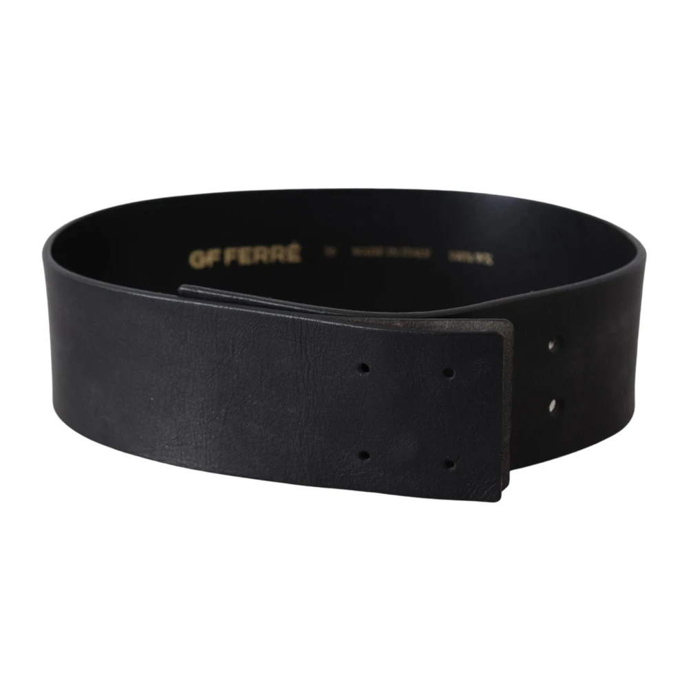 Gianfranco Ferré Brede Zwarte Leren Mode Riem Black Dames