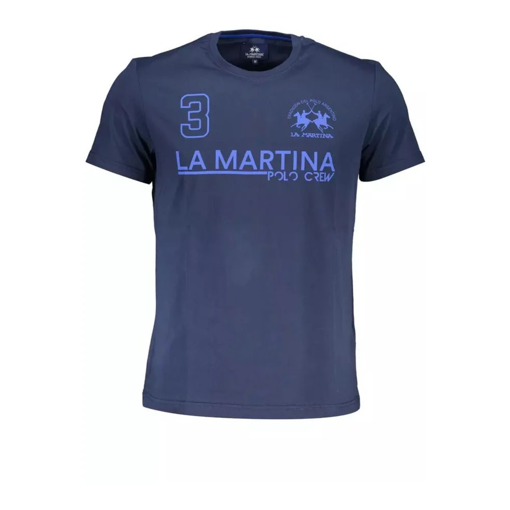 LA MARTINA Blauw Katoenen T-shirt met Iconische Print Blue Heren