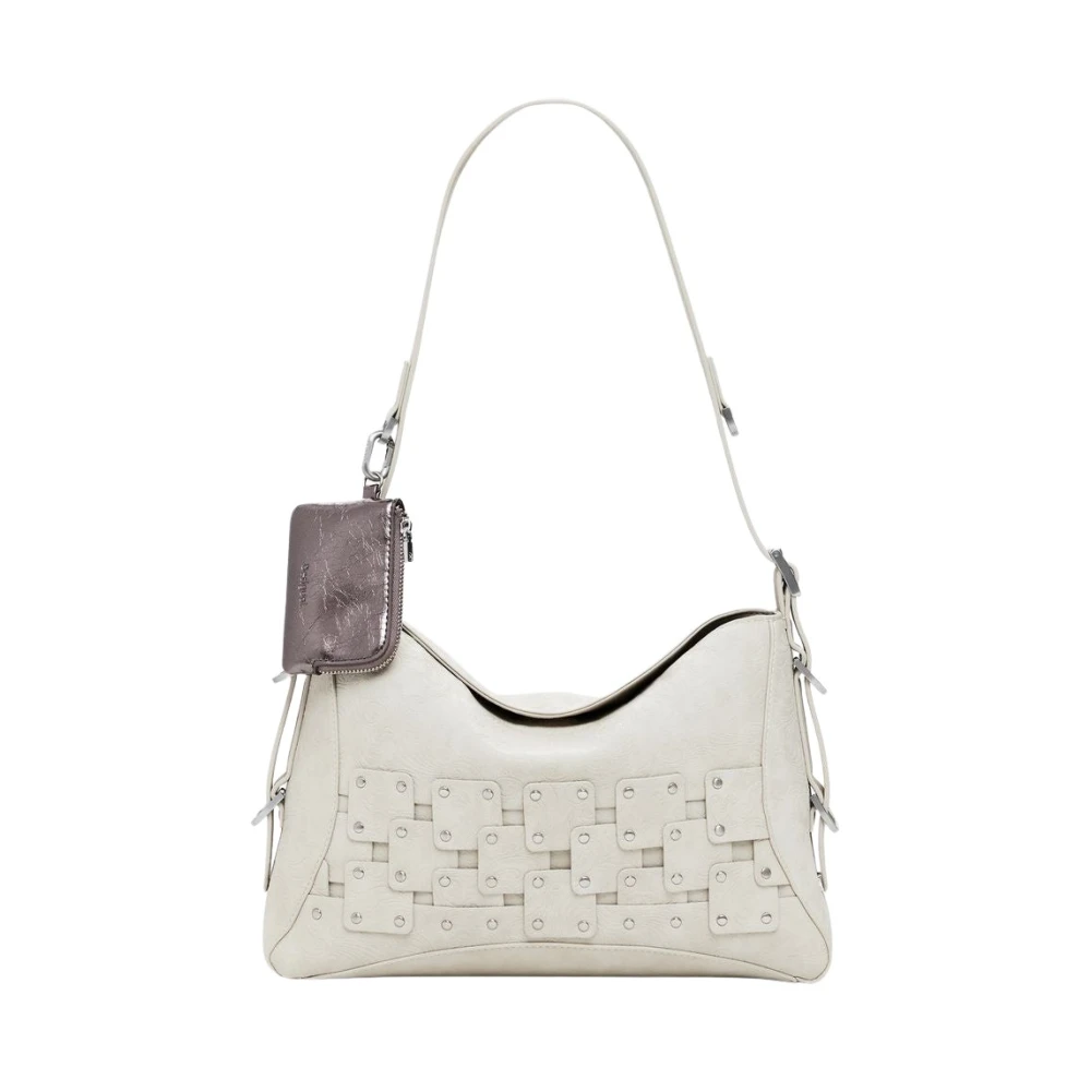 Desigual Women's White Shoulder Bags, One Size, Beige Handbag With Removable Handle