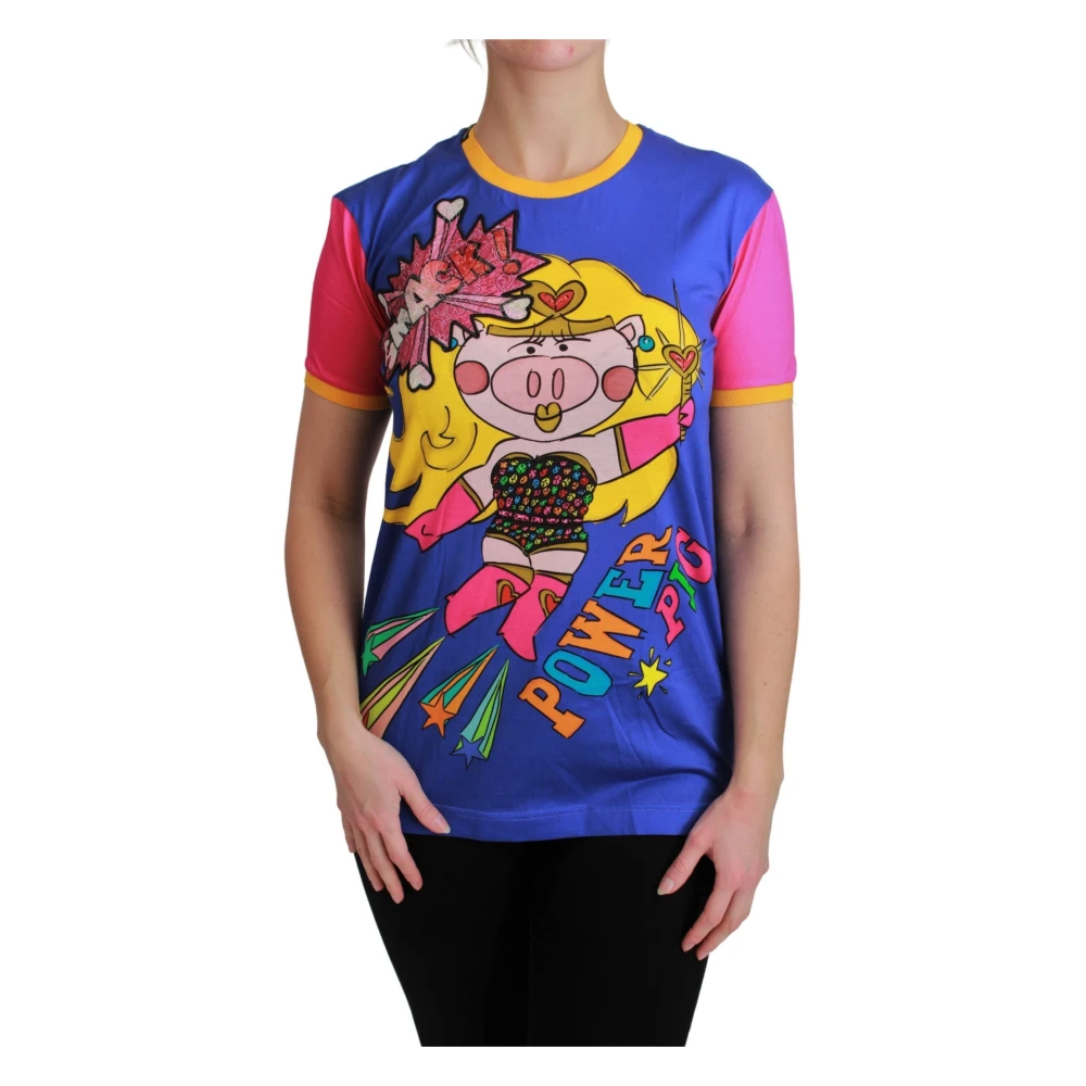 Dolce & Gabbana Women's Blue T-Shirts,, Chic Cotton T-Shirt With Supergirl Motif 3XS