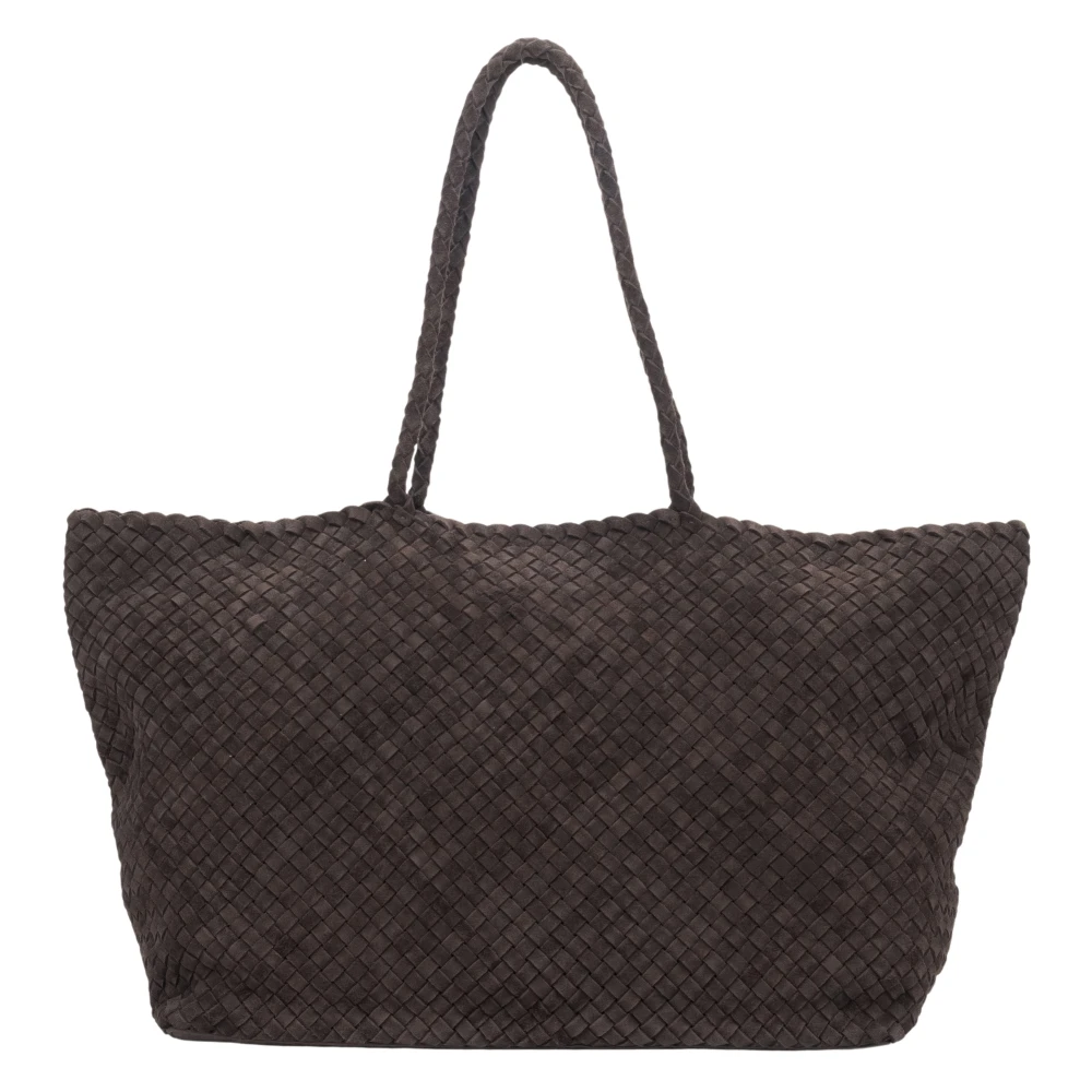 Estro Women's Brown Woven Velour Shopper Bag