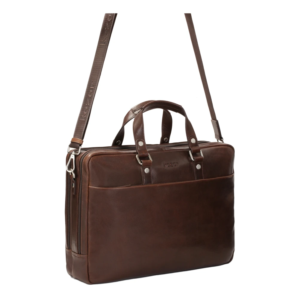 Kazar Grote bruine leren handtas met verouderd effect Brown Heren