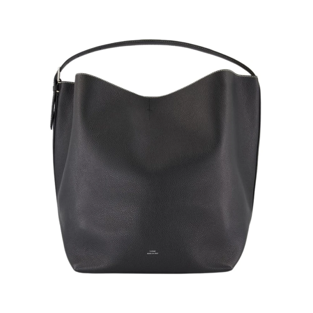 TotêMe Zwarte Leren Shopper Tas Dubbel Draagbaar Black Dames