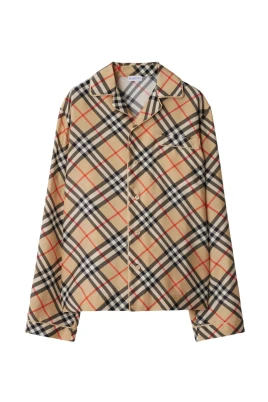 Rutig Beige Skjorta