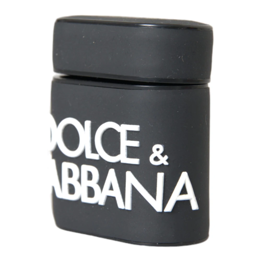 Dolce & Gabbana Geëtst Logo Siliconen Airpods Hoesje Black Dames