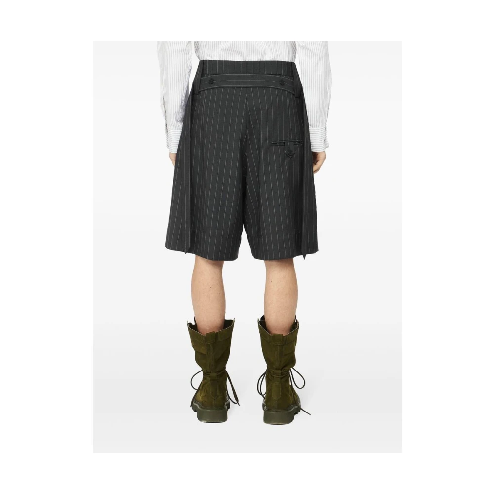 JW Anderson Grijze Box-Pleat Design Shorts Gray Heren