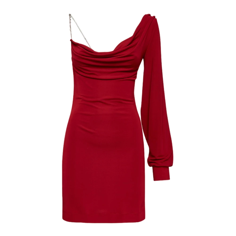 Dsquared2 Rode Gedrapeerde One-Shoulder Jurk Red Dames