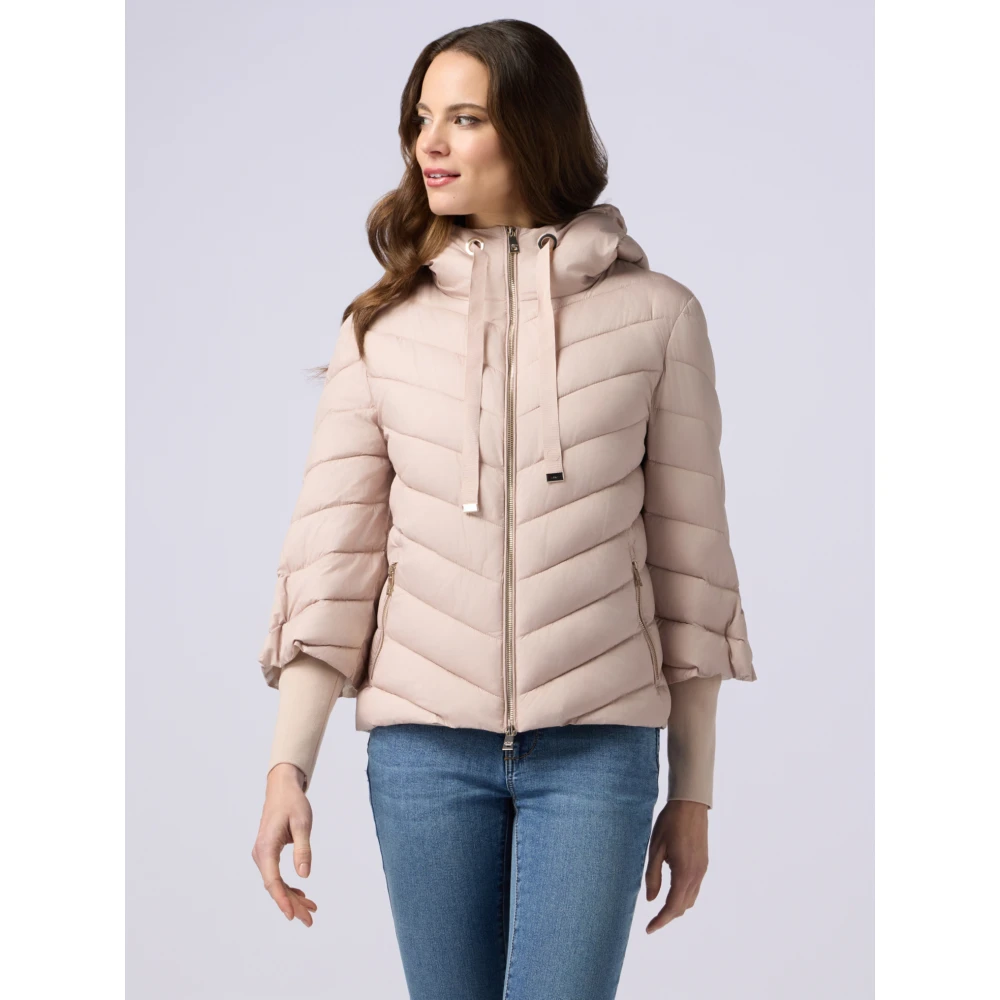 Oltre Lichtgewicht donsjack met capuchon en manchetten Pink Dames