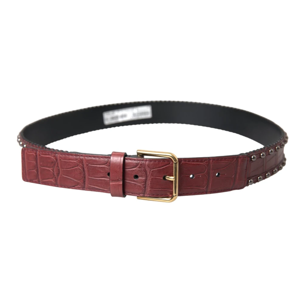 Dolce & Gabbana Alligatorleren riem met metalen gesp Brown Dames