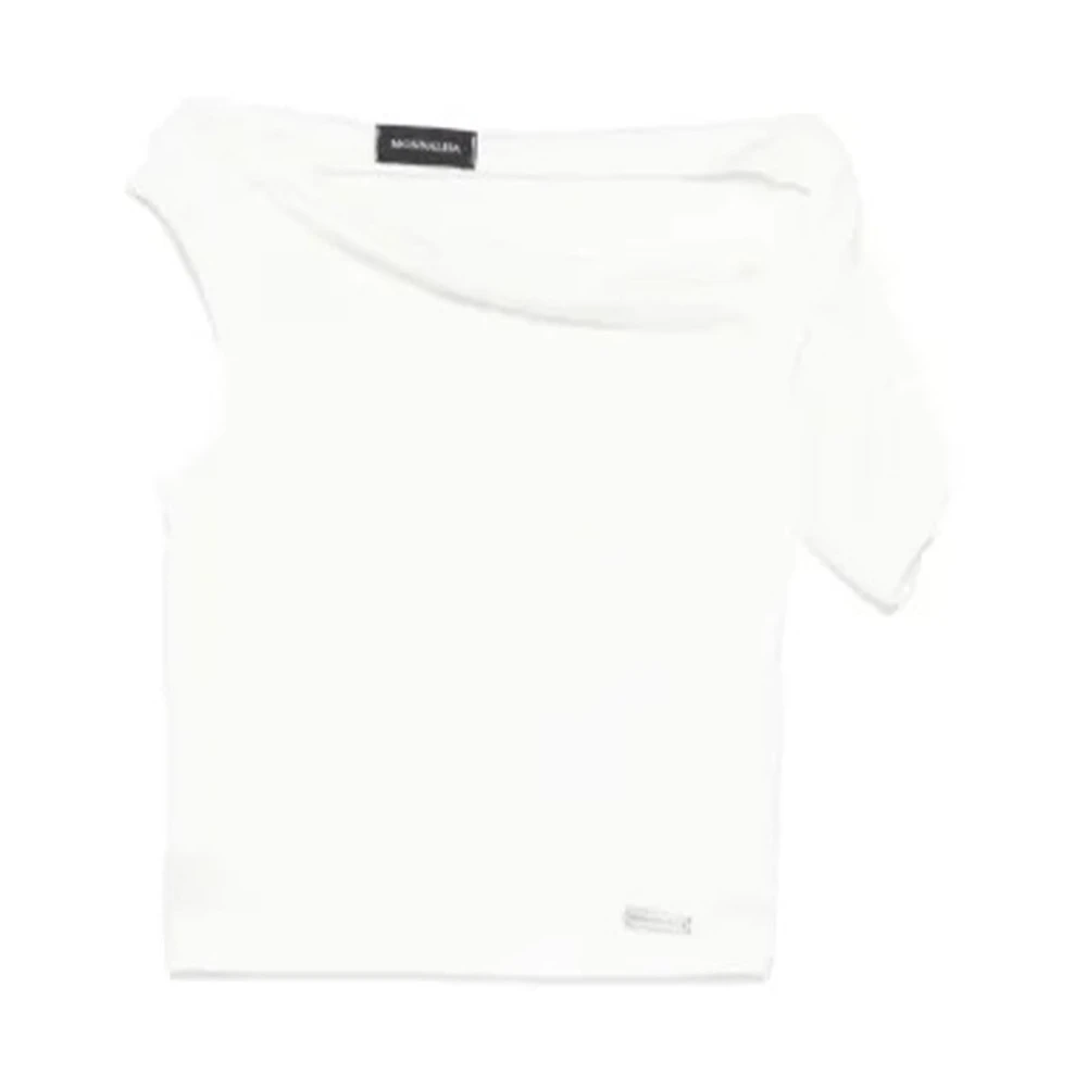 Monnalisa Girls White One-Shoulder T-Shirt - Kids Sleeveless Tops - 10 Y - Kids