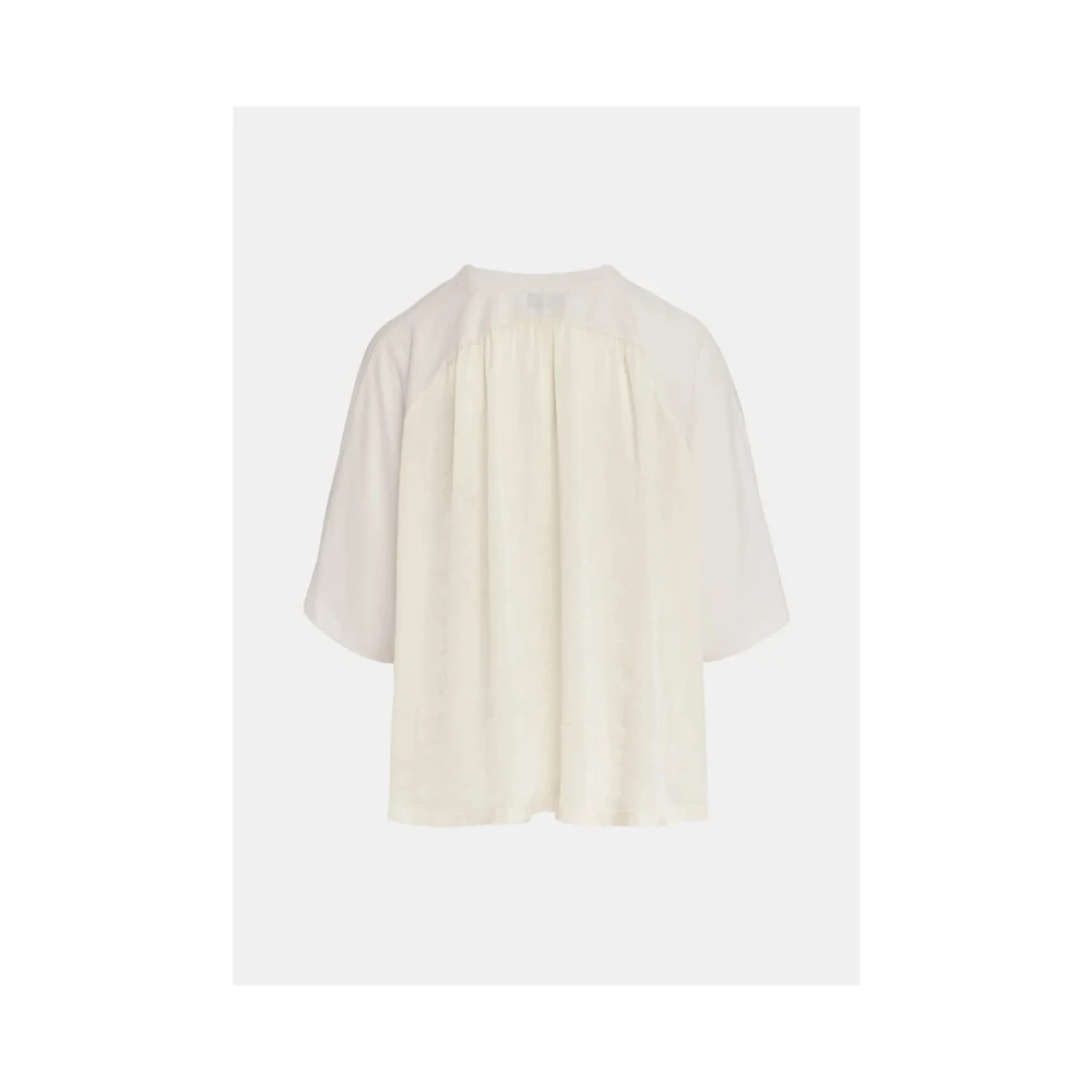 Essentiel Antwerp Biologisch Katoenen Oversized T-shirt met Satijnen Achterkant Beige Dames