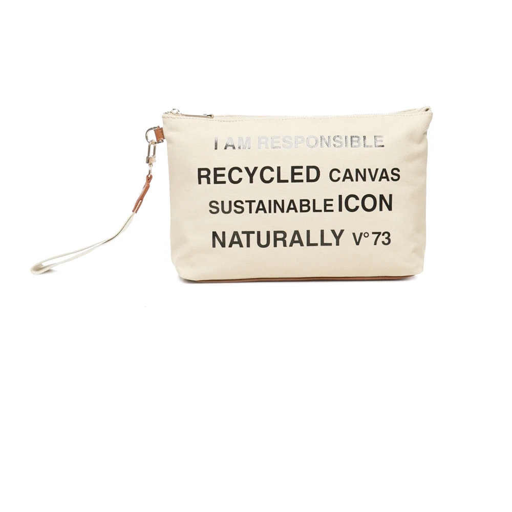 V73 Wit Canvas Polsband met Iconische Zinnen White Dames