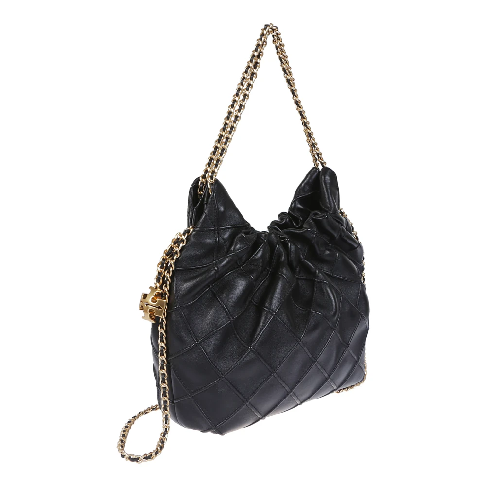 TORY BURCH Diamant Pinces Leren Trekkoord Tas Black Dames