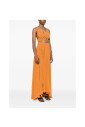 robe-orange-a-col-halter-et-plissee