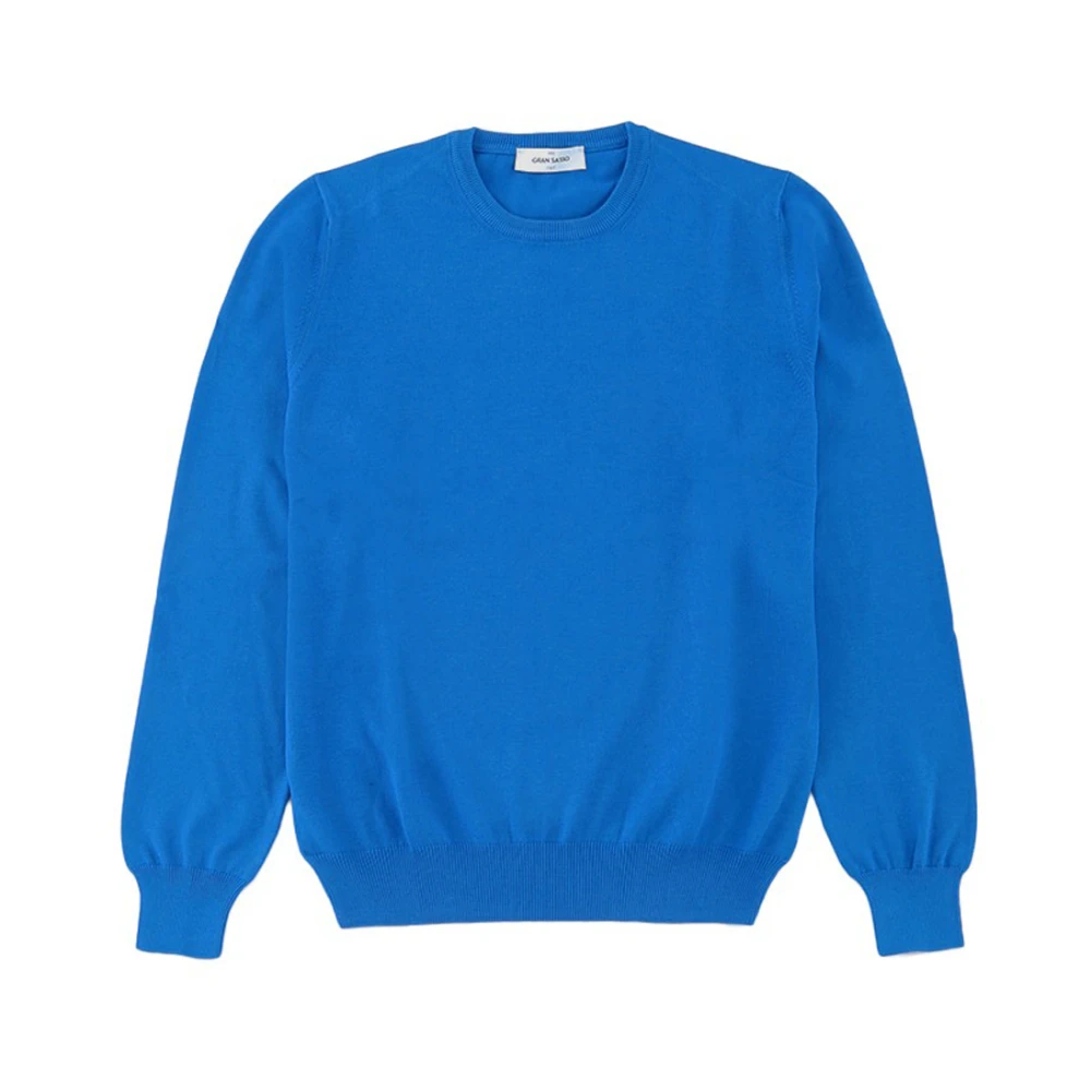 Gran Sasso Blauwe Katoenen Crewneck Sweater Blue Heren