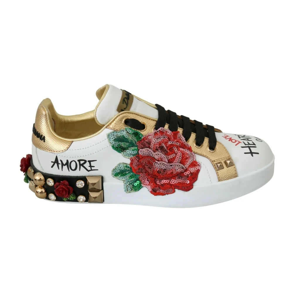 Dolce & Gabbana Roses Sequined Crystal Sneakers Dames Schoenen Veelkleurig Multicolor