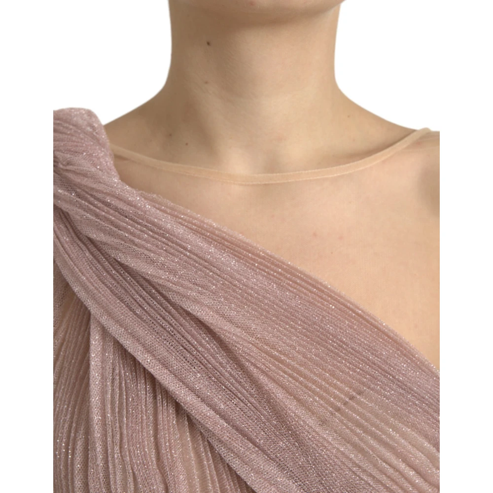 Dolce & Gabbana Roze Asymmetrische Tule Jurk Pink Dames