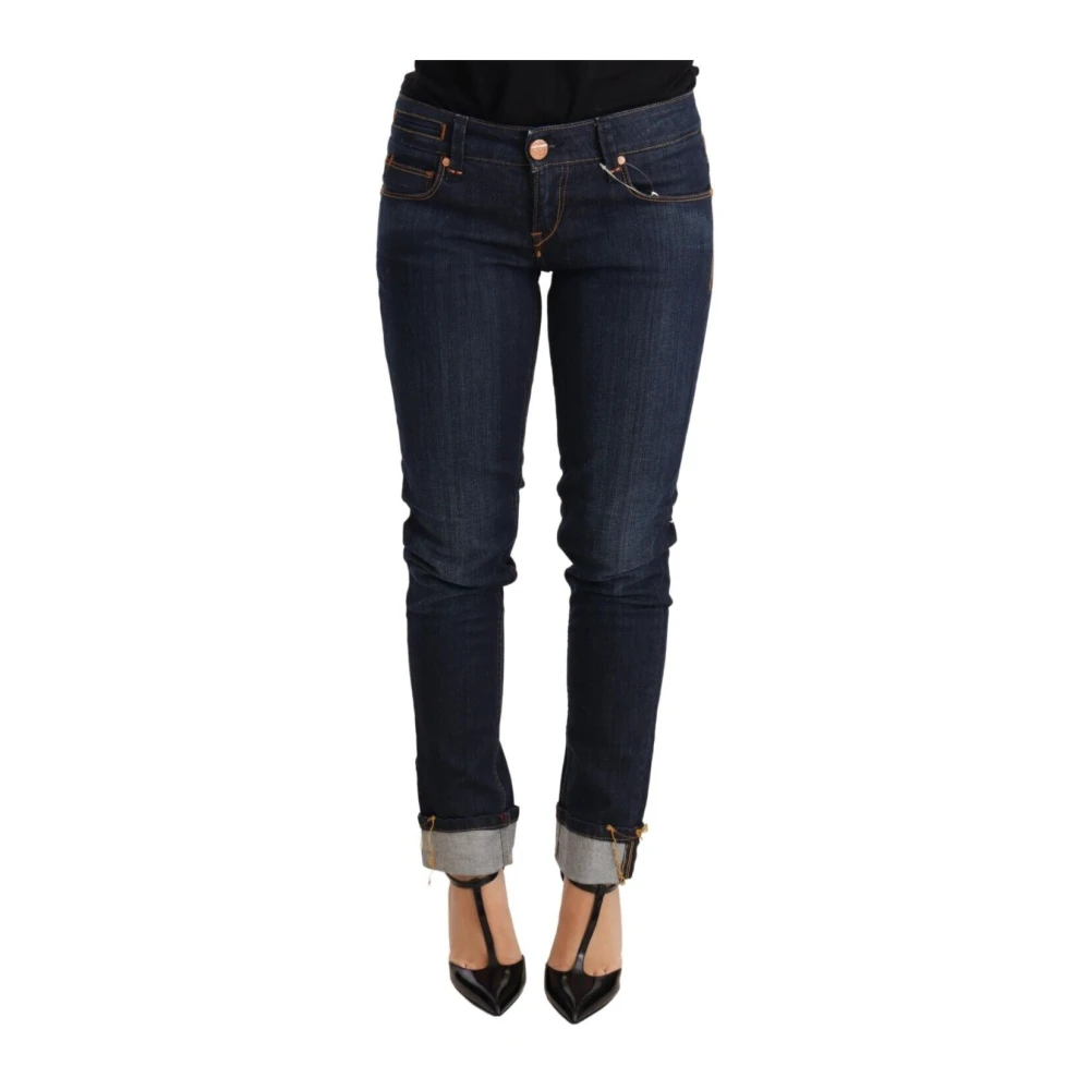 Acht Women's Blue Washed Low Waist Skinny Denim Jeans
