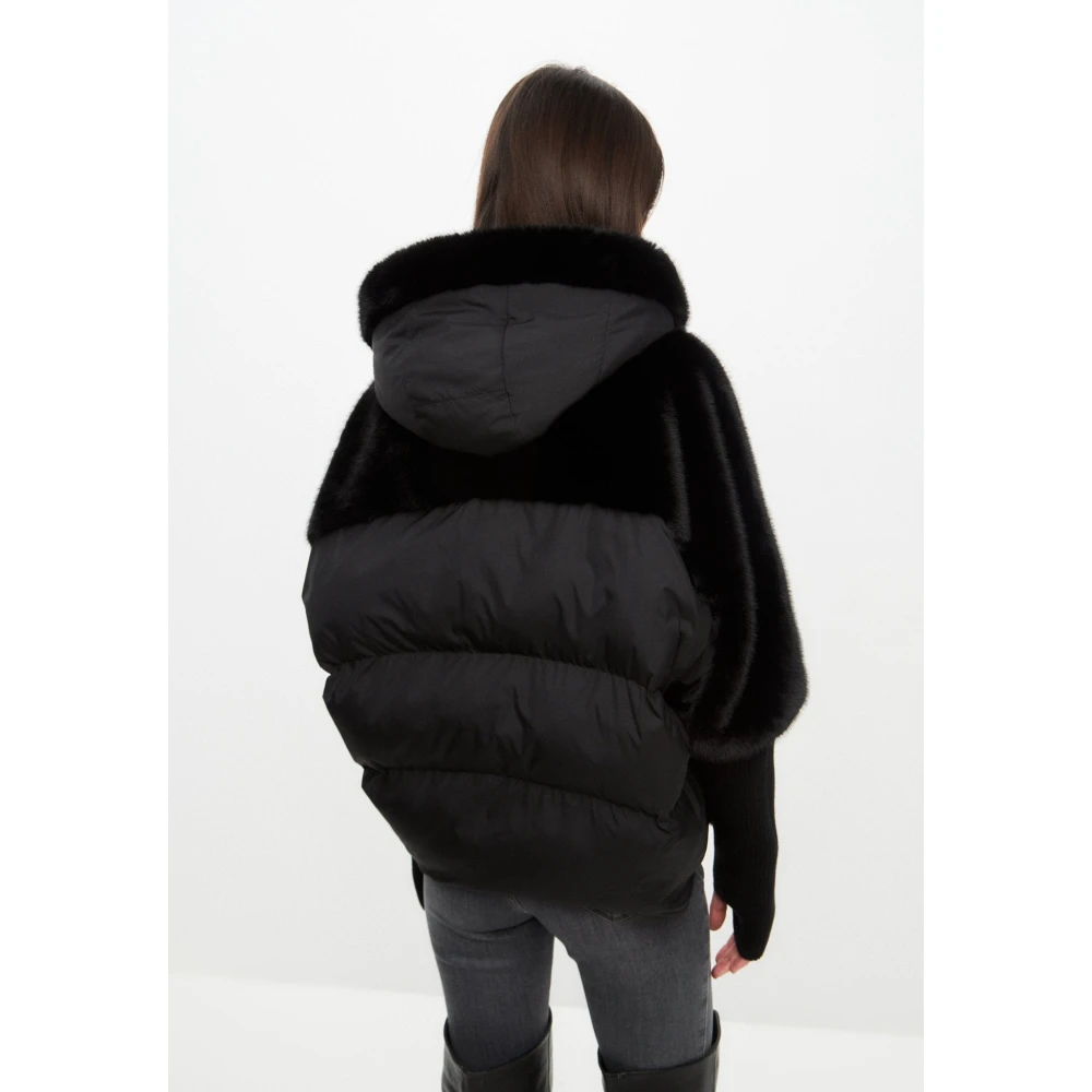 Cesare Gaspari Oversized Faux Fur Jacket Black Dames