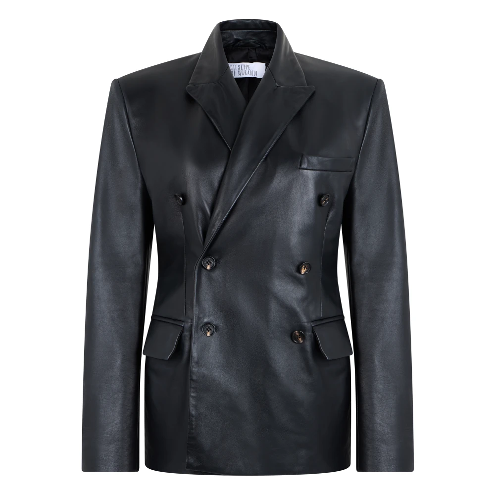 Giuseppe Di Morabito Black Blazers, Female, Xs, Double-Breasted Blazer In Leather