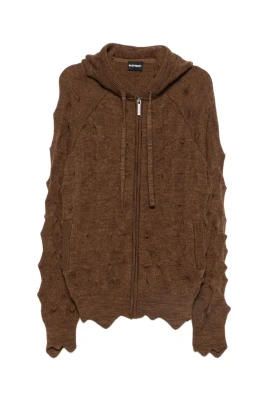 Cable Knit Hooded Zip Sweatshirt