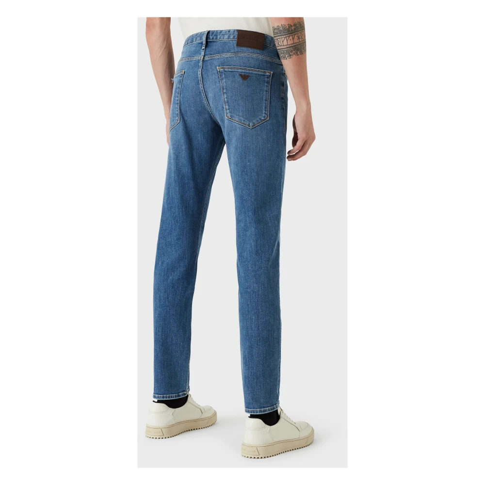 Emporio Armani Slim Stone Washed Jeans Blue Heren