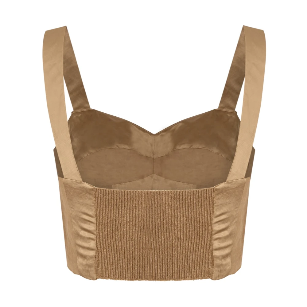 Cortana Gebogen Linnen Bustier Top Yellow Dames