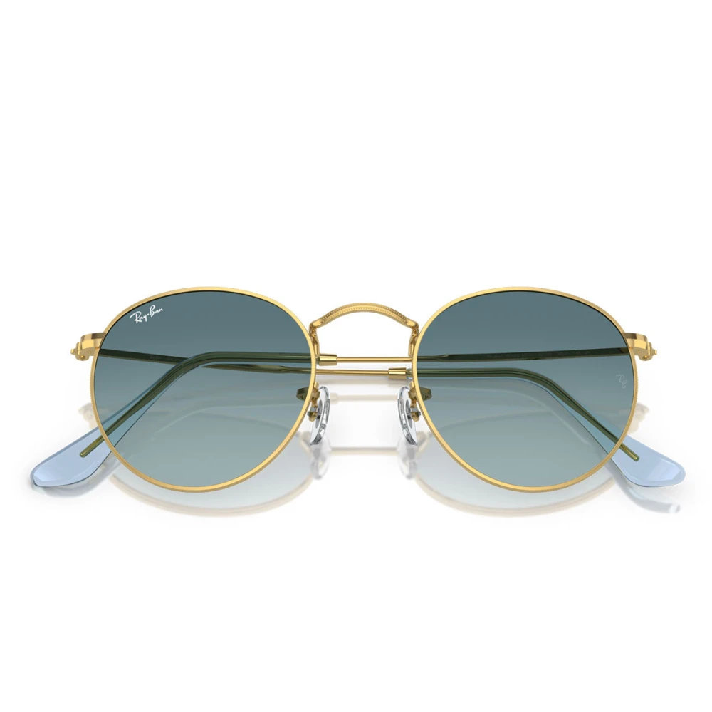 Ray - Ban Unisex Blue Ray - Ban Rb3447 Round Metal 001/3M Sunglasses Metal Gold Round Normal - Image 4