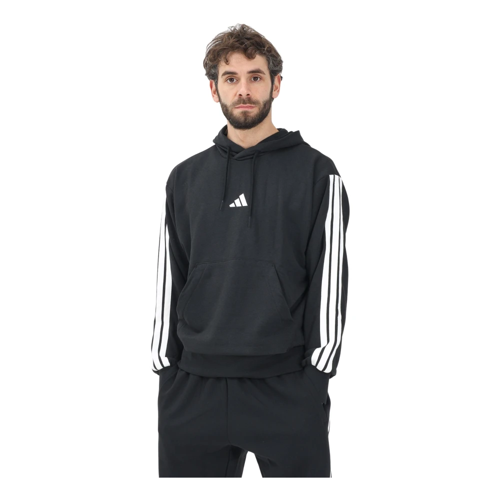 Adidas Zwarte hoodie Essentials 3 Stripes Black Heren