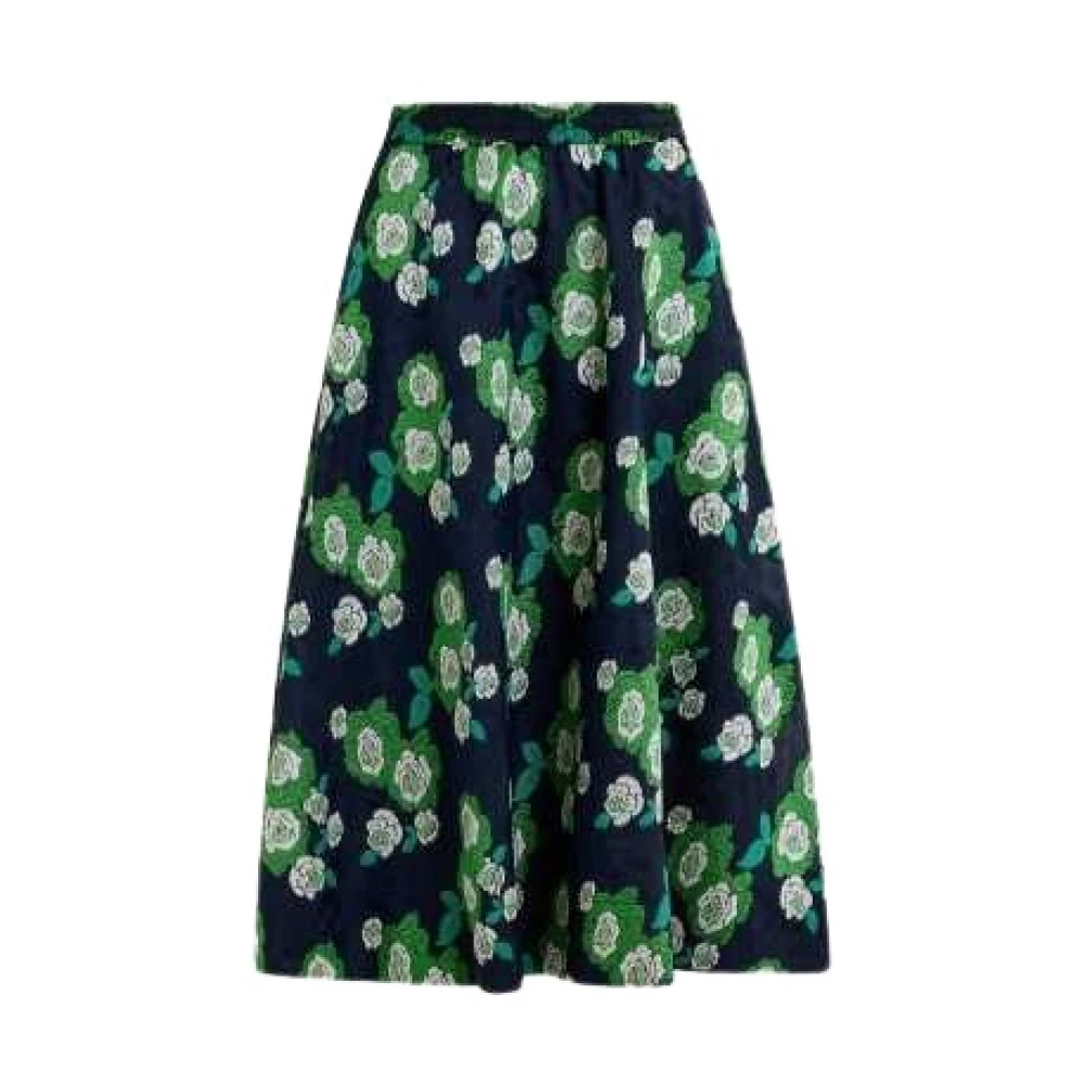 Essentiel Antwerp Marine Rok met Groene Geborduurde Bloemen Multicolor Dames