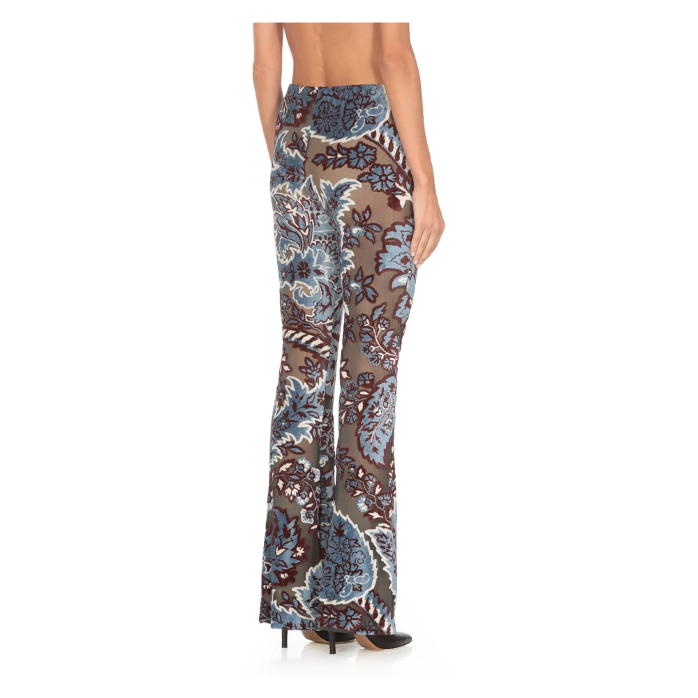 ETRO Lichtblauwe Bloemenpatroon Elastische Taillebroek Blue Dames