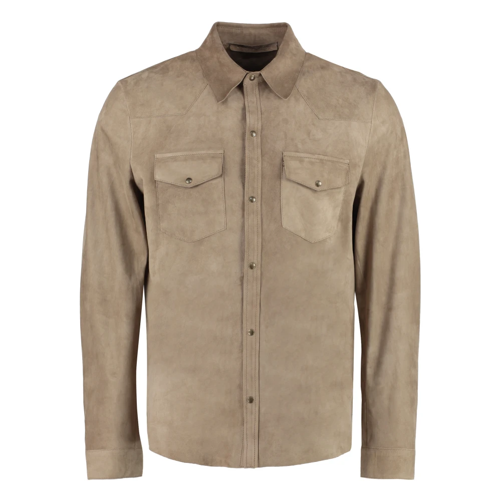 Salvatore Santoro Klassieke Suede Overshirt Beige Heren