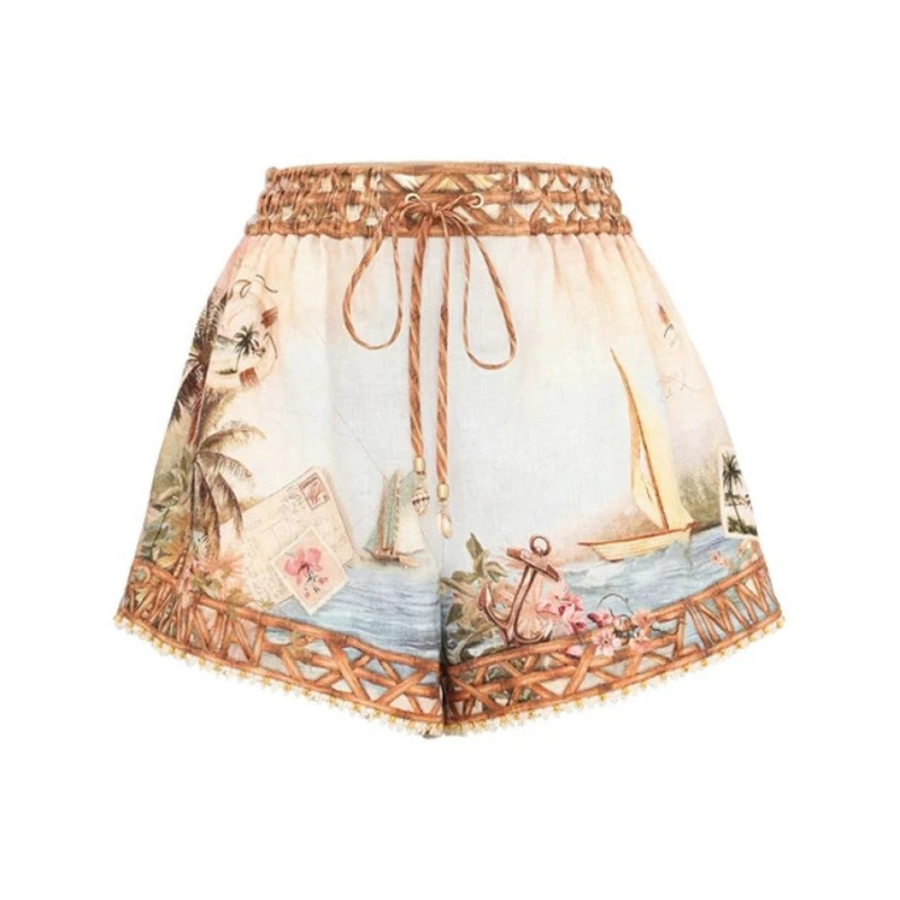 Zimmermann Women's Multicolor Short Shorts, M, Short H26