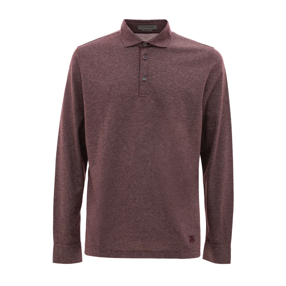 Corneliani Paarse polo met lange mouwen Purple Heren
