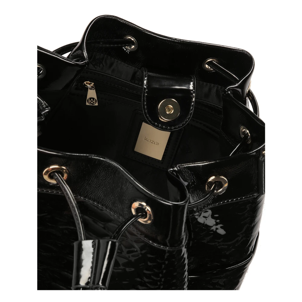 Kazar Tas in lakleer met reliëfpatroon Black Dames