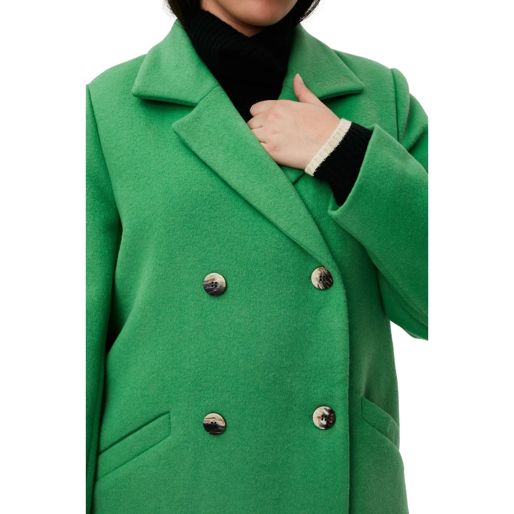 Ganni Stijlvolle wollen jas Green Dames