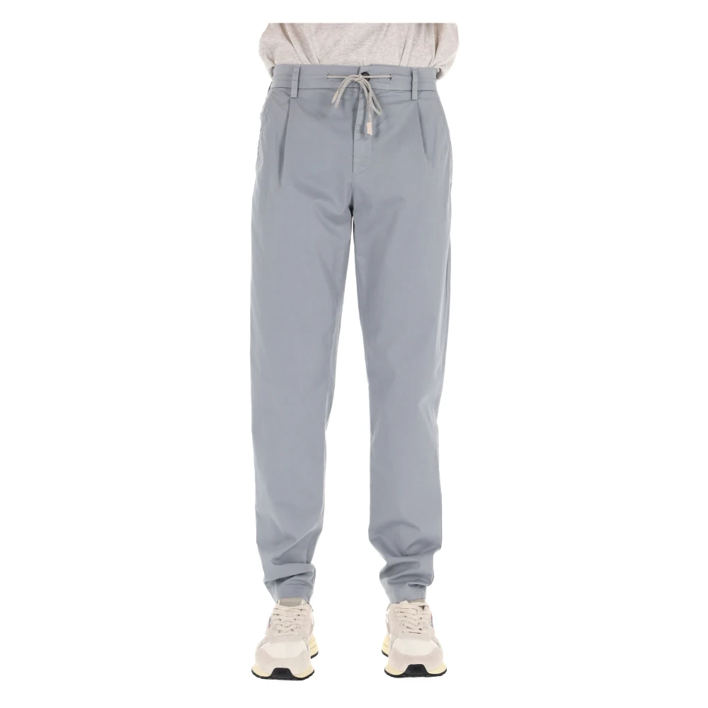 Eleventy Men's Blue Clear Cotton Comfort Drawstring Trousers - Straight Trousers - W32 - Trousers
