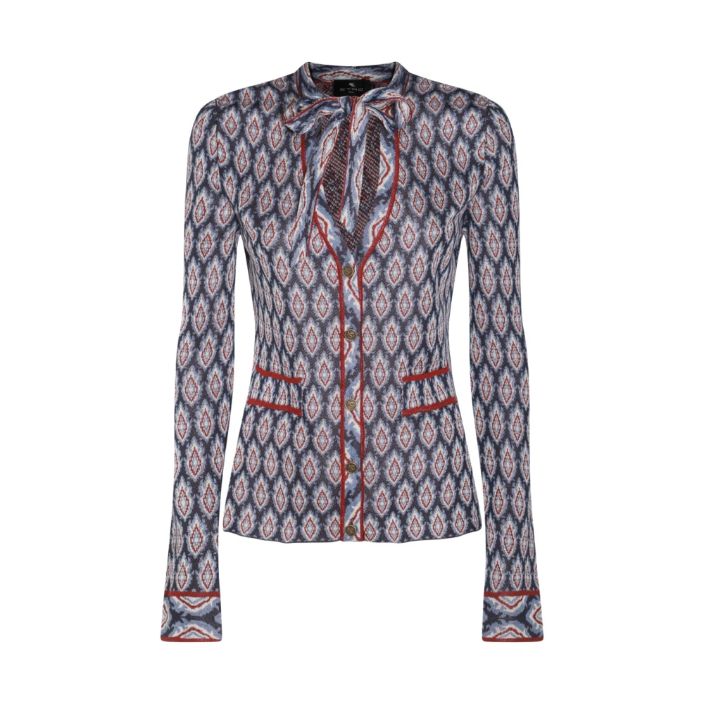 ETRO Blauwe Gebreide Trui met Kraagveters Blue Dames