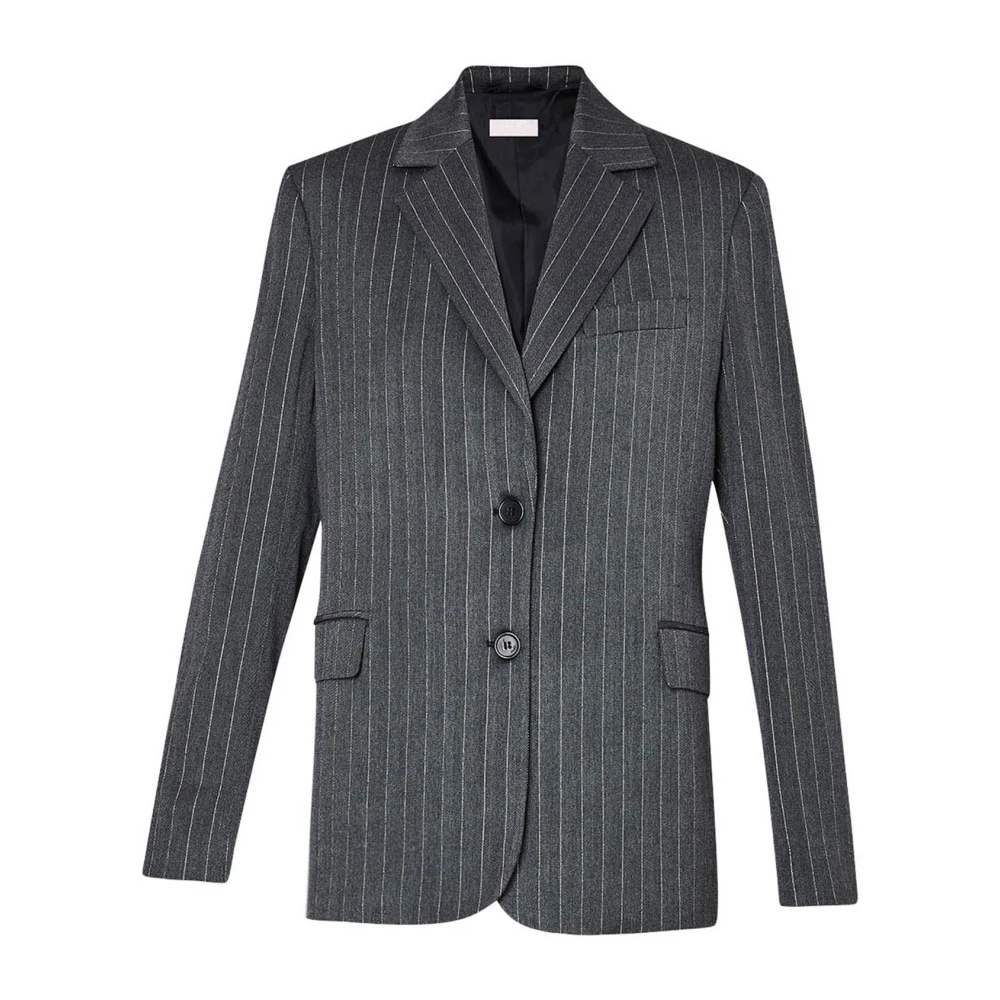 Liu Jo Elegante Gestreepte Lange Blazer Gray Dames