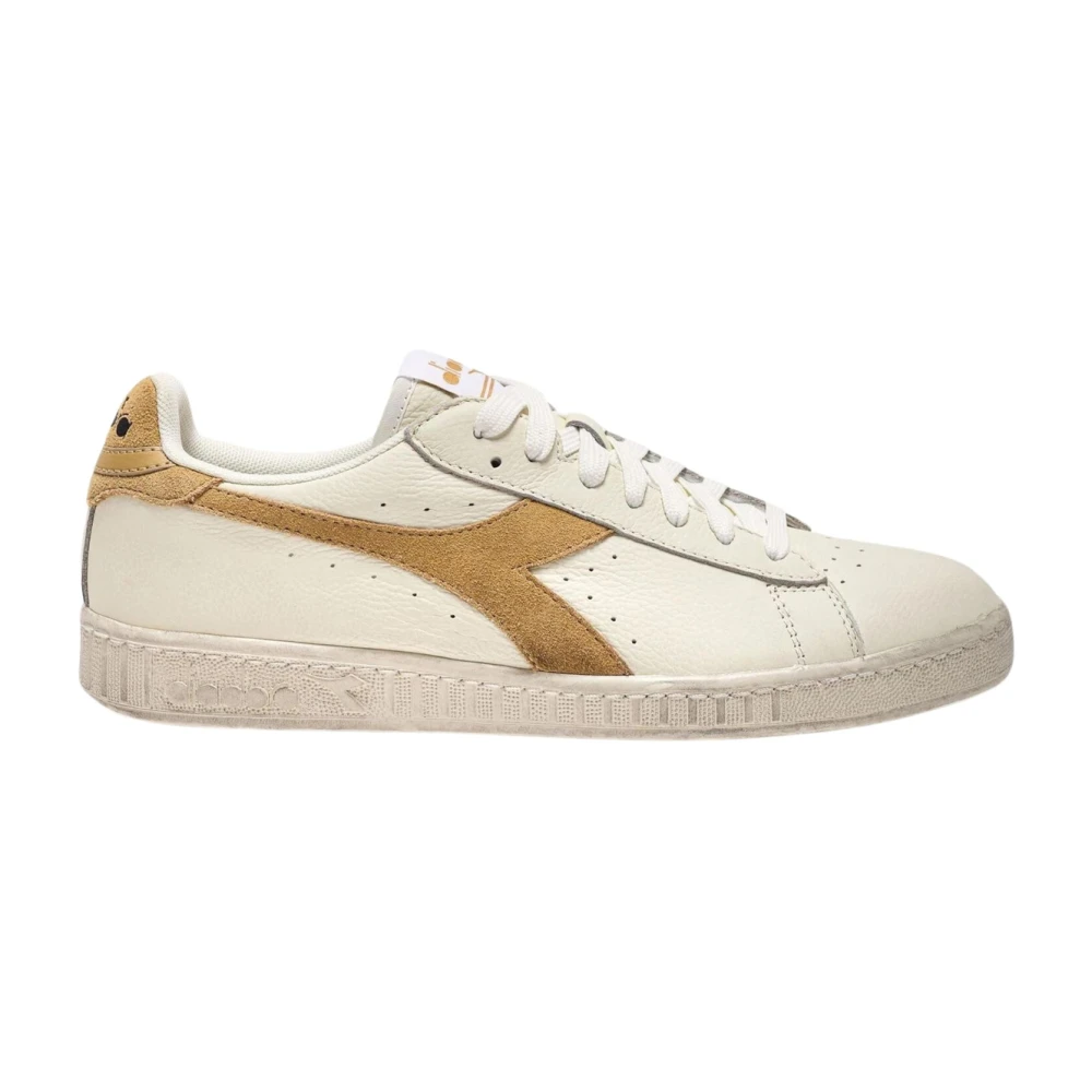 Diadora Men's Beige Retro Style Leather Sneakers