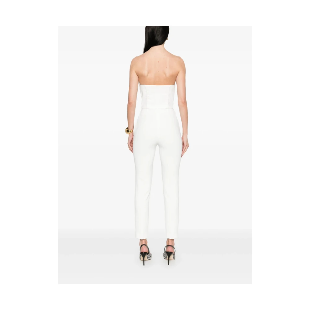 Elisabetta Franchi Witte Jumpsuit met Benen Bodice White Dames