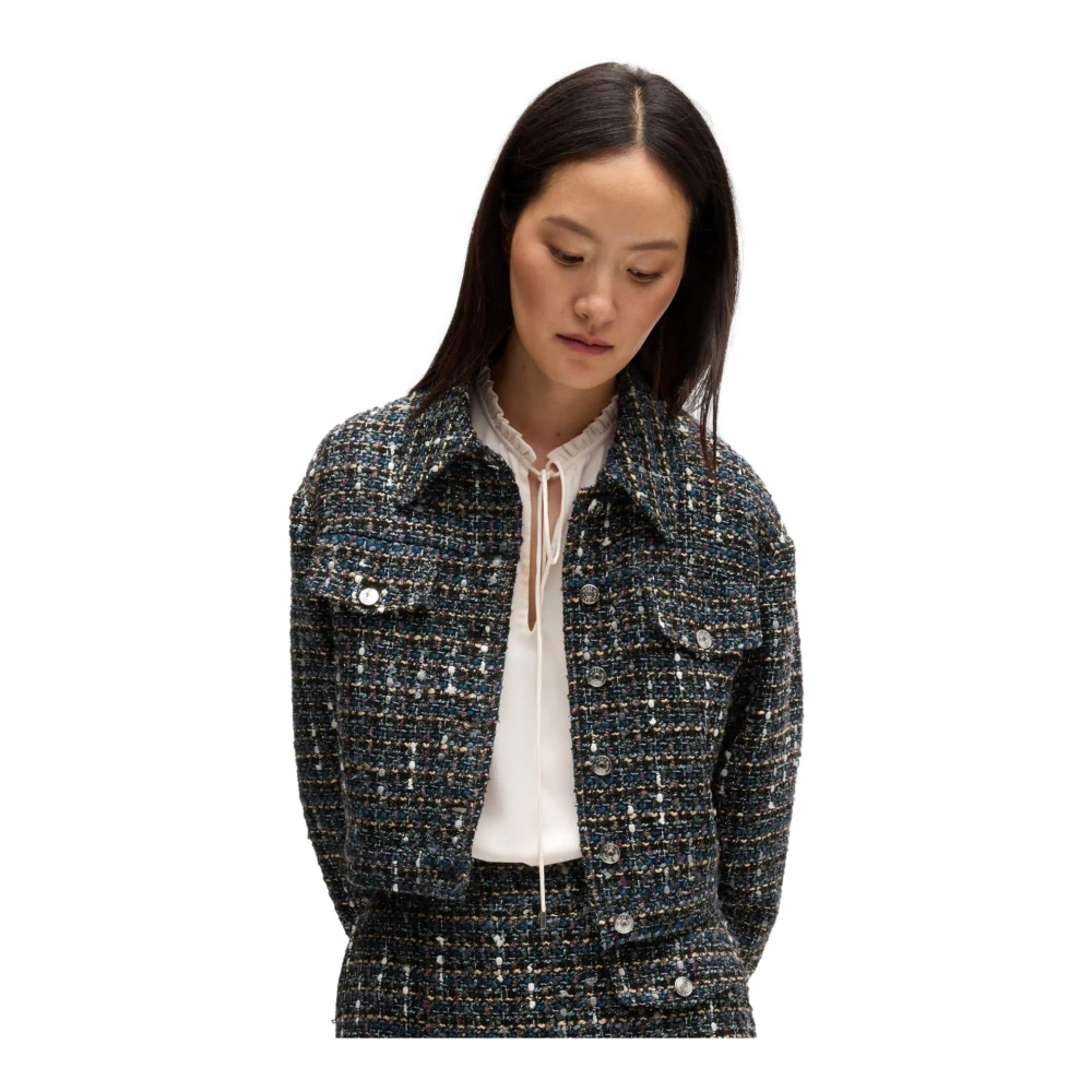 Hugo Boss Korte Tweedjas met Branded Knopen Black Dames