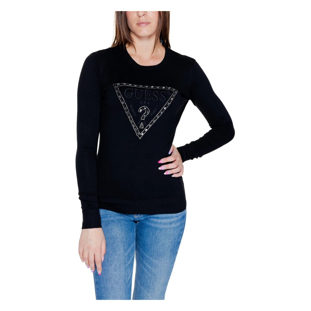 Guess Triangle Logo Dames Top Herfst Winter Collectie Black Dames