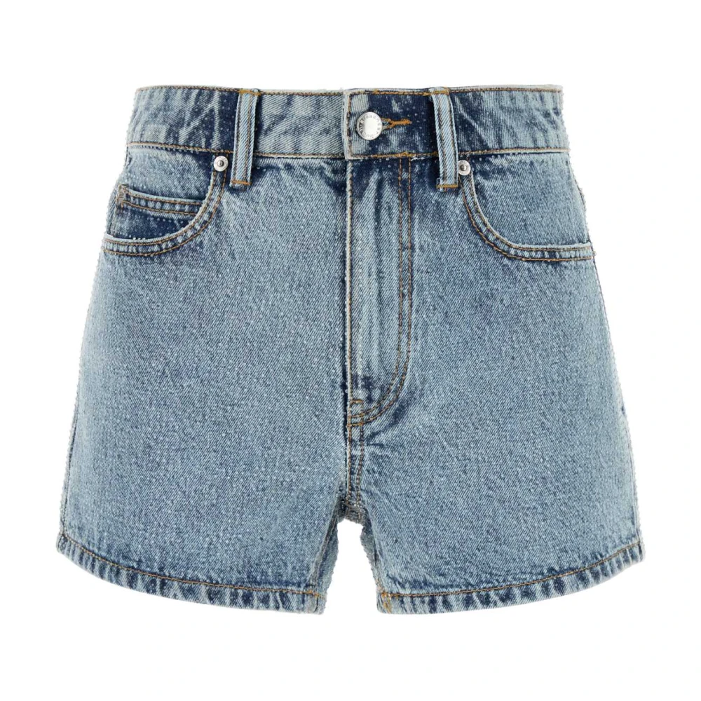 Alexander wang Denim Shorts met Micro Strass Blue Dames