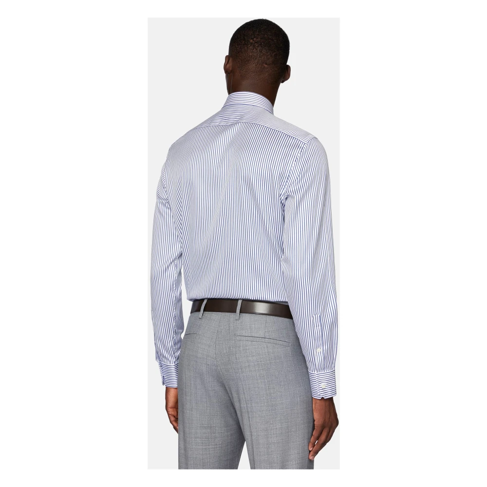 Boggi Milano Regular Fit gestreept overhemd van katoenen twill Blue Heren