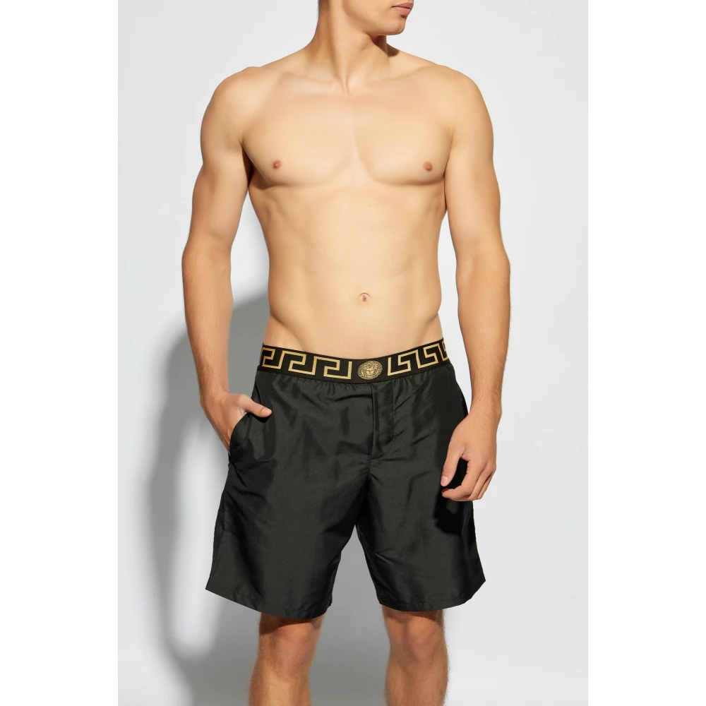 Versace Zwembroek met logo Black Heren