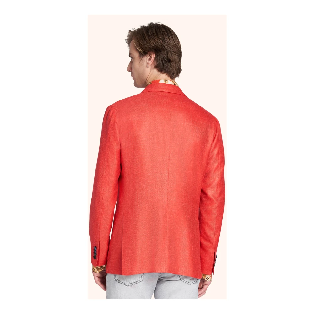Kiton Premium Cashmere Blend Jas in Koraalrood Red Heren