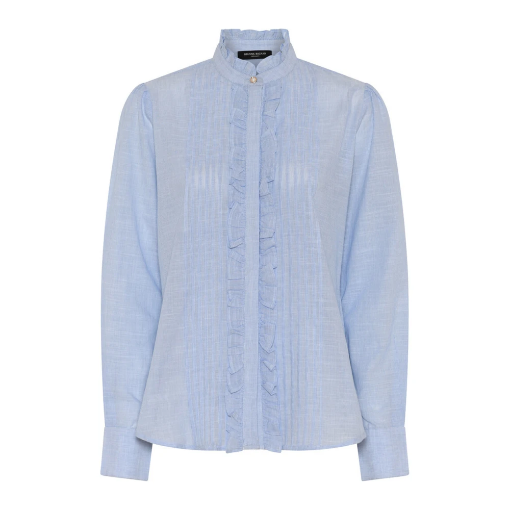 Bruuns Bazaar Vrouwelijk Shirt met Ruchedetails Blue Dames